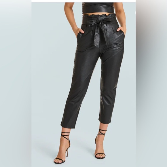 Commando Faux Leather Paperbag Pants in Black , size Small - Picture 2 of 11